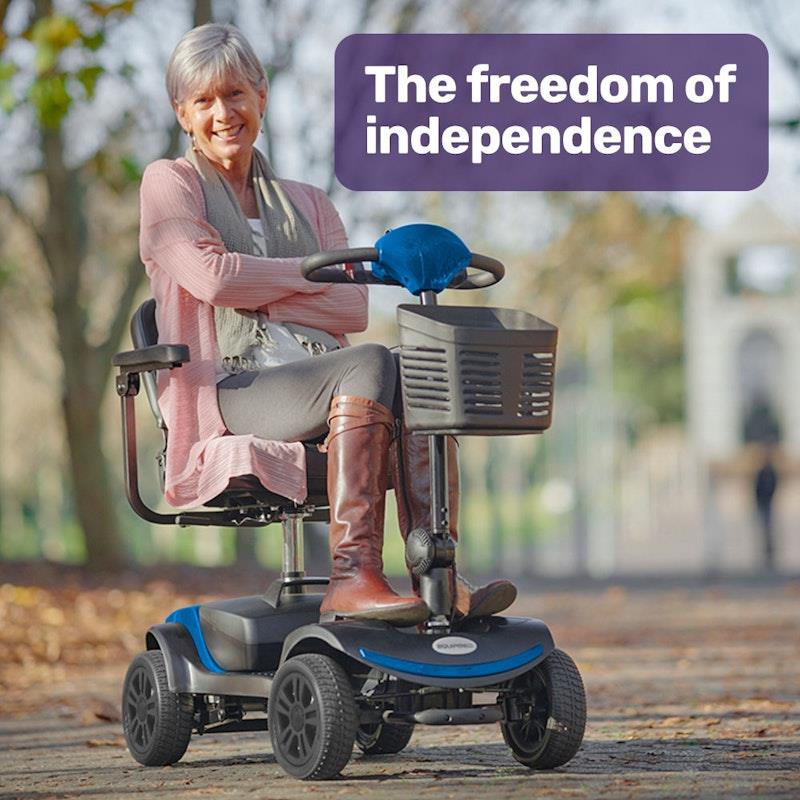 Equipmed SmartRider Folding Electric Mobility Scooter - Black & Blue