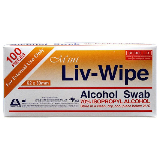 Liv-Wipe 70% Alcohol Swabs Prep Pad - Mini 100 pcs - Auzzistore