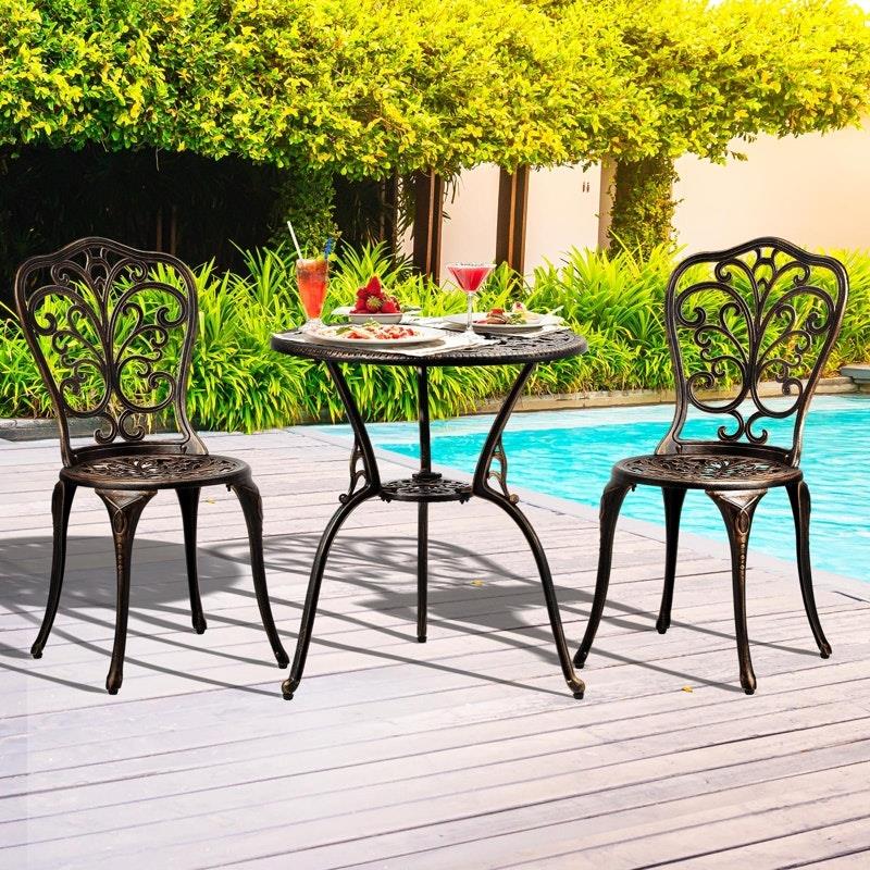 Livsip Bistro Furniture Setting - 3 Piece Indoor/Outdoor Set in Bronze