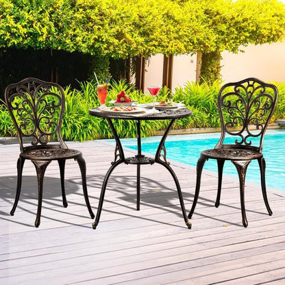 Livsip Bistro Furniture Setting - 3 Piece Indoor/Outdoor Set in Bronze