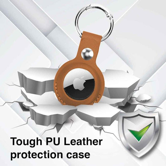 Laser Leather AirTag Key Ring - Stylish Brown and Blue 2 Pack