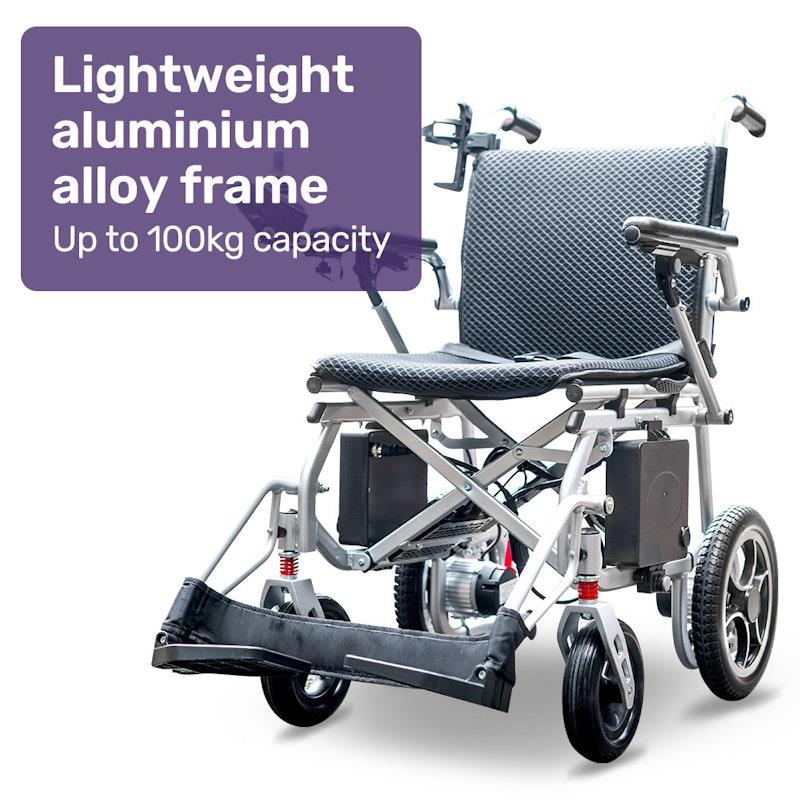Equipmed Power Electric Wheelchair - Extra Lightweight Long Range Silver
