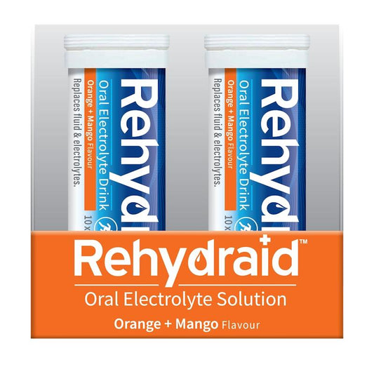 Rehydraid Electrolyte Effervescent Tablets - Orange & Mango (10x6 Tubes)