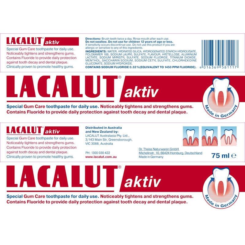 Lacalut Activ Anti-Gingivitis Toothpaste - 3 Tubes x 75ml