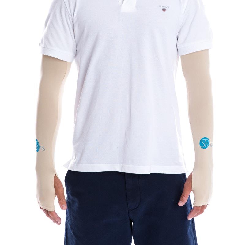 SParms UPF50+ Sun Protection Arm Sleeves with Thumbhole (Beige) - Medium