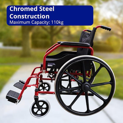 Livingstone Heavy Duty Wheelchair - Seat Width 51cm - Red - Each