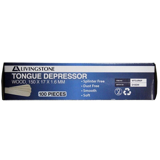 Livingstone Non-Sterile Wooden Tongue Depressors - 100 Pieces/Box