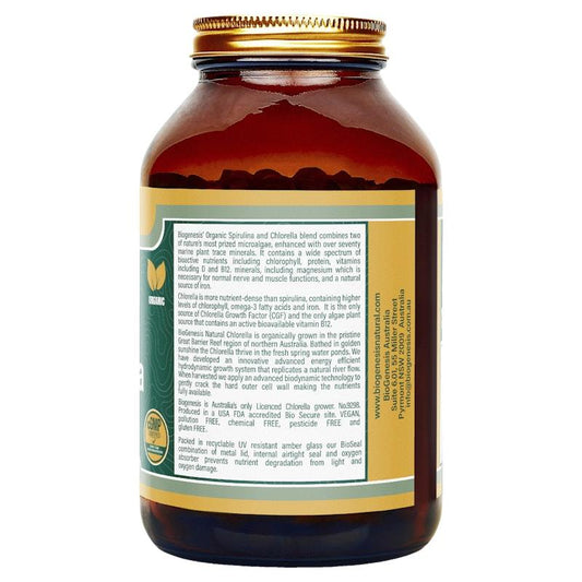 BioGenesis Spirulina & Chlorella + Marine Minerals Tablets - 600 Tablets for Enhanced Wellness - Auzzistore