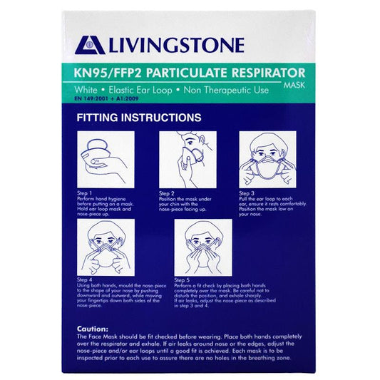 Livingstone KN95 FFP2 Face Mask Respirator - 10 Pieces/Box - Auzzistore