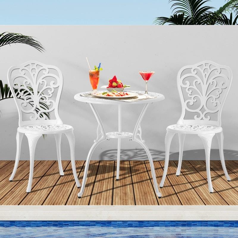 Livsip 3-Piece Outdoor Bistro Set - Elegant White Patio Dining Chairs & Table