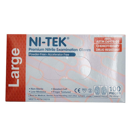 NI-TEK Nitrile Accelerator-Free Powder-Free Gloves - Large (100 Count)