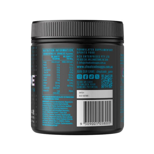 Cheatcode Energised Gaming Formula - Blueberry, 320g (40 Servings)-Auzzi Store