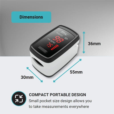 Mx Health Pulse Oximeter 1 Unit - Accurate Oxygen Saturation Monitoring