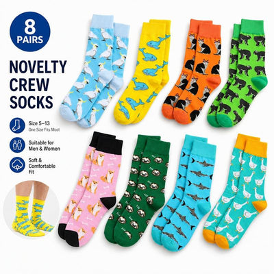 Sock Exchange 8 Pairs of Fashion Novelty Funny Socks - One Size 5-13