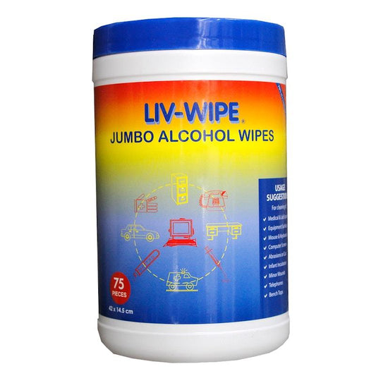 Liv-Wipe Antibacterial Wipes - 70% Isopropyl Alcohol - 75 Wipes