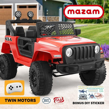 Mazam 12V Electric Ride On Car Jeep Toy with Remote Control - Red-Auzzi Store