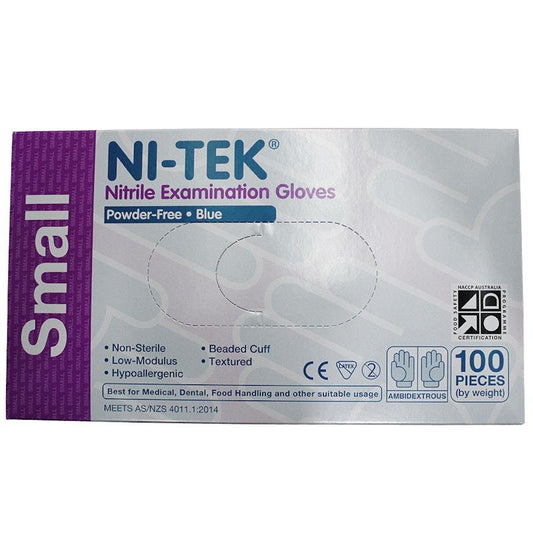 NI-TEK Nitrile Powder Free Gloves - Small Size (100 Pieces/Box)