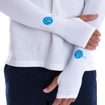 SParms UPF50+ Sun Protection Arm Sleeves with Thumbhole (White) - Large
