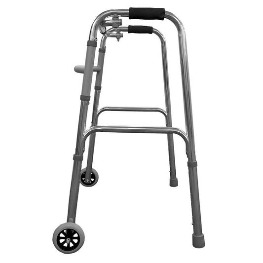 Livingstone Walking Frame - Adjustable Foldable Aluminium with 2 Front Castors (Silver) - Auzzistore