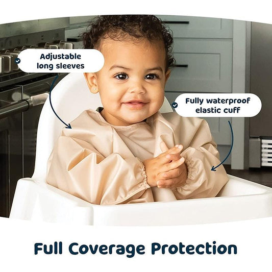 Tiny Twinkle Mess-Proof Full Long Sleeve Bib 2 Pack - Sand & Cinnamon (Large 2-4Y)