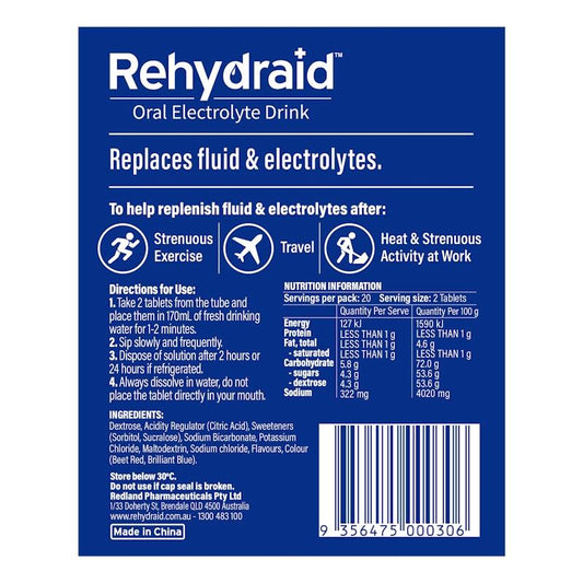 Rehydraid Electrolyte Effervescent Tablets 40 Pack - Grape Flavor for Quick Hydration-Auzzi Store