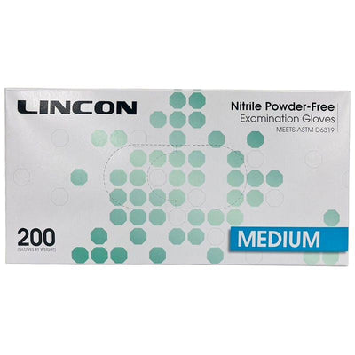 Lincon Nitrile Examination Gloves - ASTM Powder Free - Medium - 200 Pieces/Box