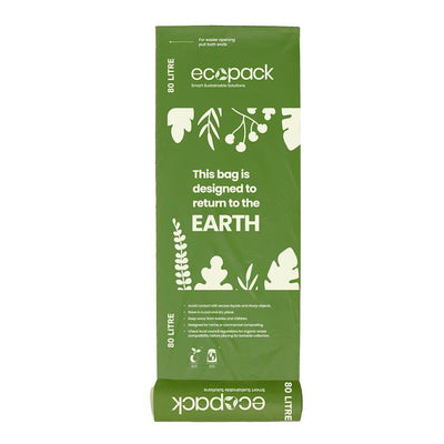 Ecopack 80L Compostable Garbage Bags - Eco-Friendly Bundle (3 Rolls/30 Bags)