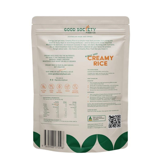 Good Society Food Co. Creamy Rice - Unflavoured 1Kg - Nutritious and Versatile-Auzzi Store