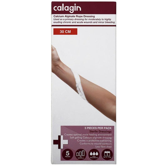 Calagin Calcium Alginate Rope Dressing - 30cm Sterile (5 Pieces/Box)