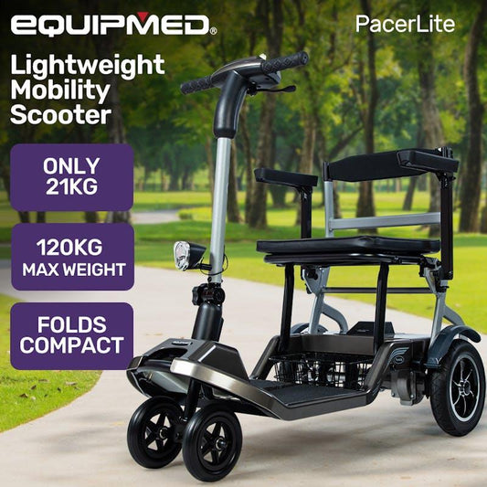 Equipmed PacerLite Ultra-Lightweight Folding Electric Mobility Scooter - Black – view 2 - Auzzistore