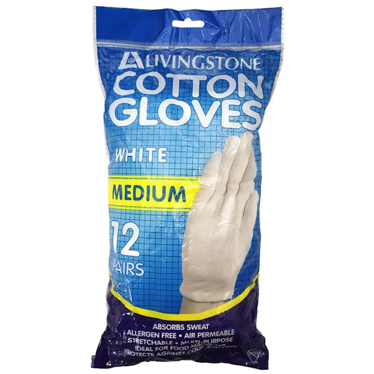 Livingstone Medium Cotton Gloves - 12 Pairs for Light Work-Auzzi Store