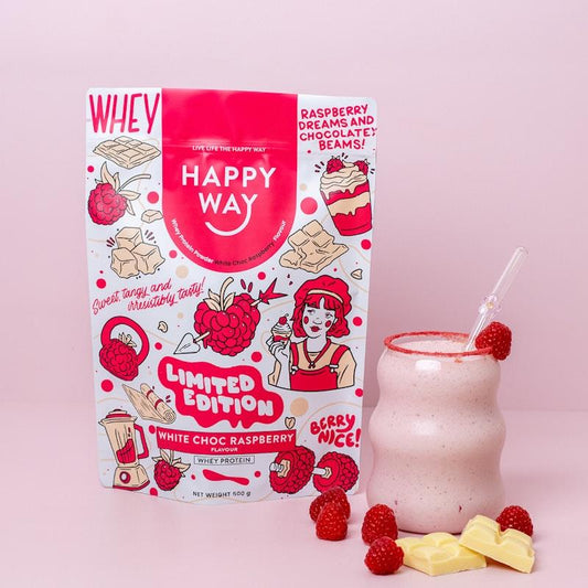 Happy Way White Chocolate Raspberry Whey Protein Powder - 500g-Auzzi Store