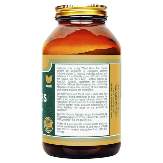 BioGenesis Australian Organic Wheat Grass Powder - 150g for Nutrient-Rich Wellness - Auzzistore
