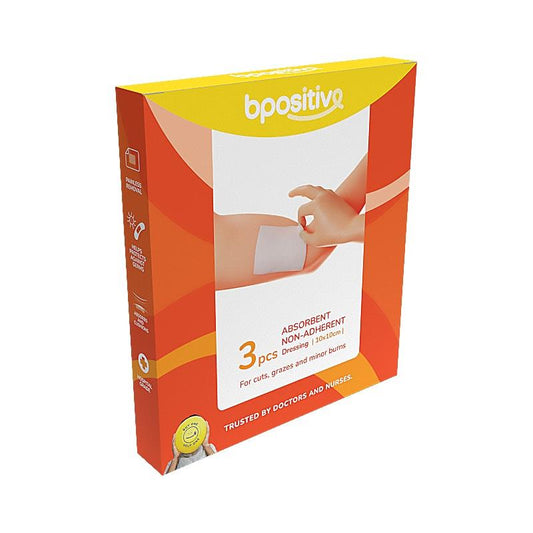bpositive Absorbent Non-Adherent Dressing 10cm x 10cm - 2 Pack
