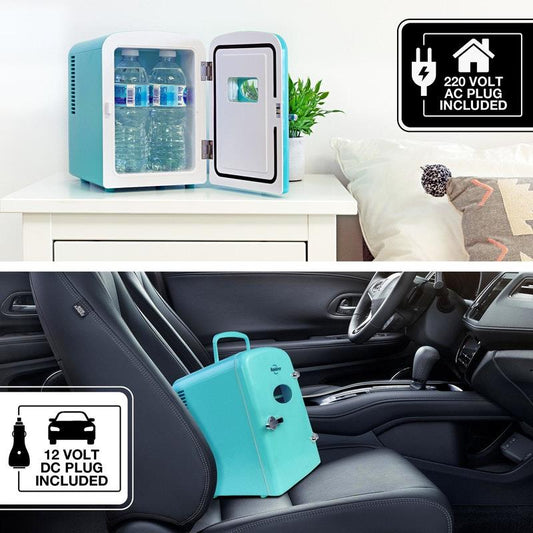 Koolatron Portable Mini Fridge Aqua Green 4 Litre - Fun & Functional