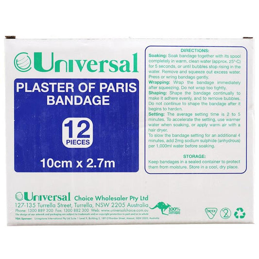 Universal Choice Plaster of Paris Cast Bandage - 10cm x 2.7m, 12 Pieces/Box-Auzzi Store