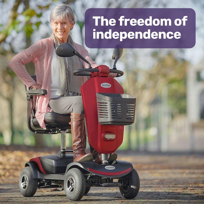 Equipmed Pathline Mid-Sized Electric Mobility Scooter for Elderly - Red