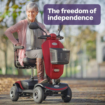Equipmed Pathline Mid-Sized Electric Mobility Scooter for Elderly - Red