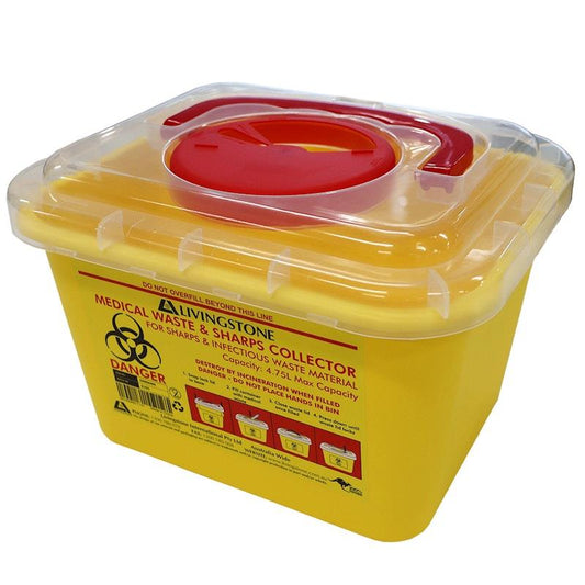 Livingstone Needles Sharps Waste Collector - 4.75L (24.5 x 20 x 16.5 cm)