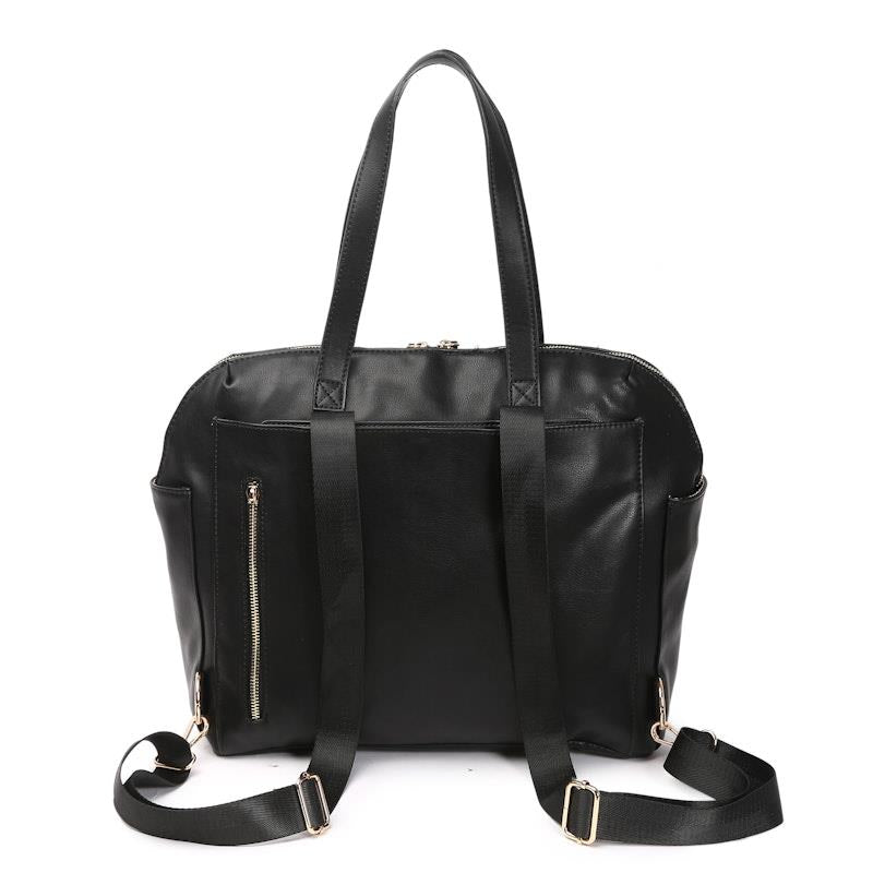 Hannah & Henry Chelsea Convertible Nappy Bag - Stylish Black Vegan Leather