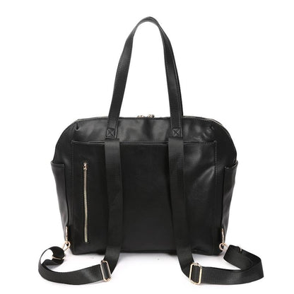 Hannah & Henry Chelsea Convertible Nappy Bag - Stylish Black Vegan Leather