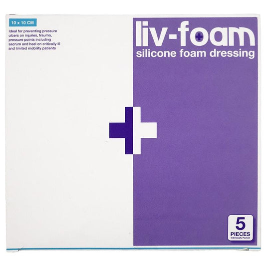 Livingstone Liv-Foam Silicone Foam Dressing - Self-Adherent 10 x 10cm (5 Pieces/Box)-Auzzi Store