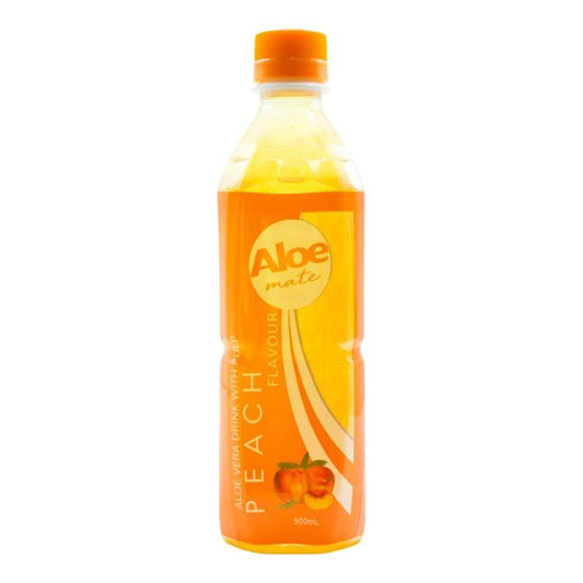 Aloe Mate Aloe Vera Drink - Peach 500mL - 20 Pack - Auzzistore