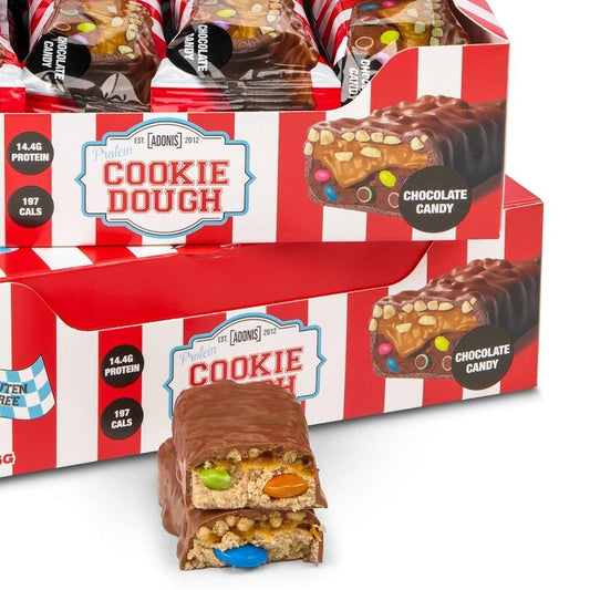 Adonis Gear Protein Cookie Dough Chunky Bar - Chocolate Candy 12 Bars - Auzzistore