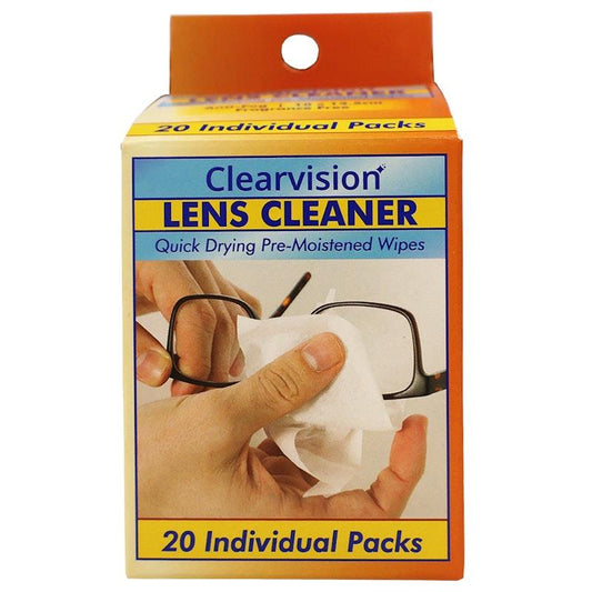 Clearvision Lens Cleaner Wipes - 10 x 13.5cm, 20 Pieces/Box