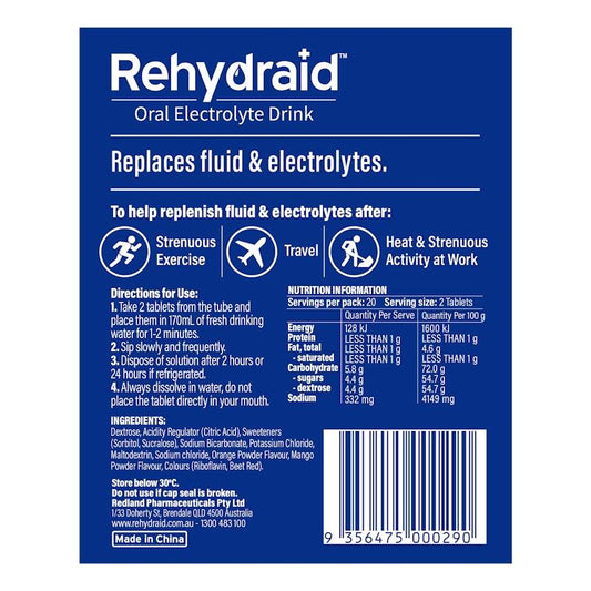Rehydraid Electrolyte Effervescent Tablets 40 Pack - Orange Mango Flavor for Family Hydration-Auzzi Store