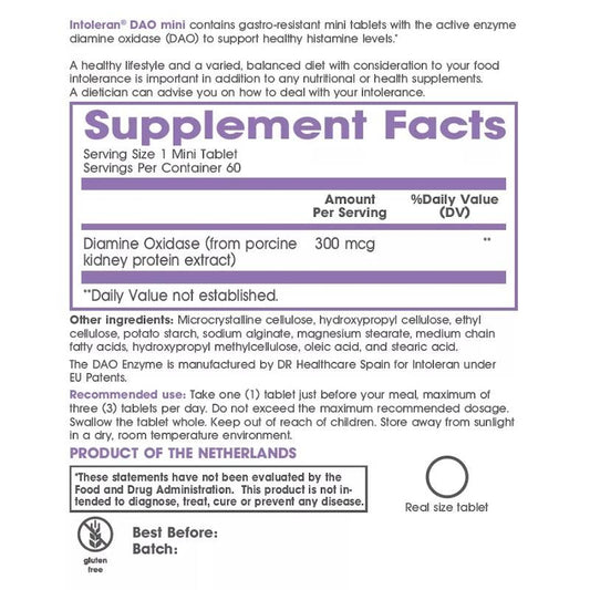 Intoleran DAO Mini - 60 Tablets for Histamine Intolerance – view 2
