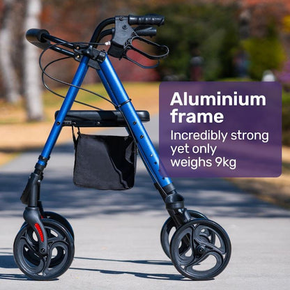 Equipmed 4 Wheel Lightweight Rollator Walker - Blue