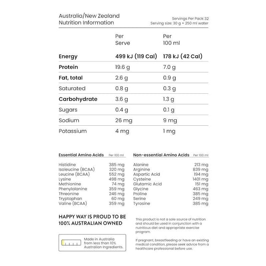 Happy Way Choc Pea Princess Vegan Protein Powder 1kg - Plant-Based Delight