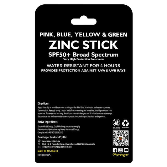 SUN ZAPPER Zinc Stick Rainbow SPF 50+ - 4 Pack